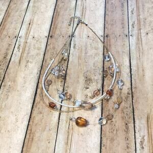 Tan & White Beaded Necklace